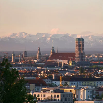 Munich skyline at dusk